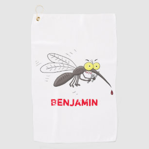 Funny mosquito insect cartoon illustration golf towel