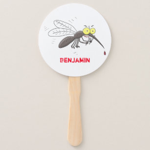 Funny mosquito insect cartoon illustration hand fan