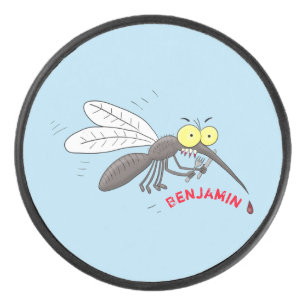 Funny mosquito insect cartoon illustration hockey puck