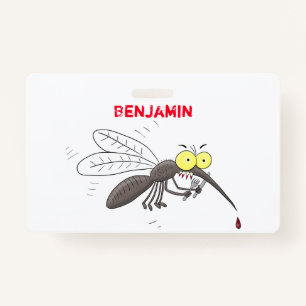 Funny mosquito insect cartoon illustration ID badge