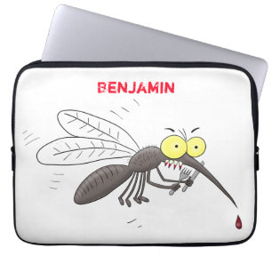 Funny mosquito insect cartoon illustration laptop sleeve