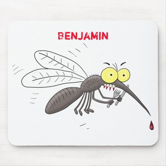 Funny mosquito insect cartoon illustration mouse mat (Front)