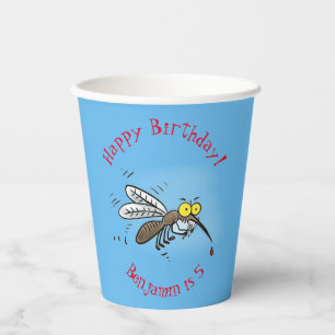 Funny mosquito insect cartoon illustration paper cups