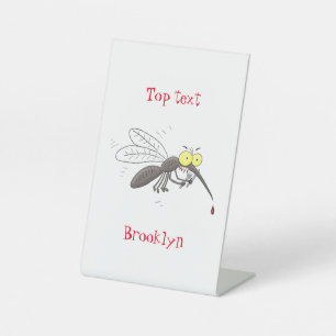 Funny mosquito insect cartoon illustration pedestal sign