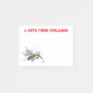 Funny mosquito insect cartoon illustration post-it notes