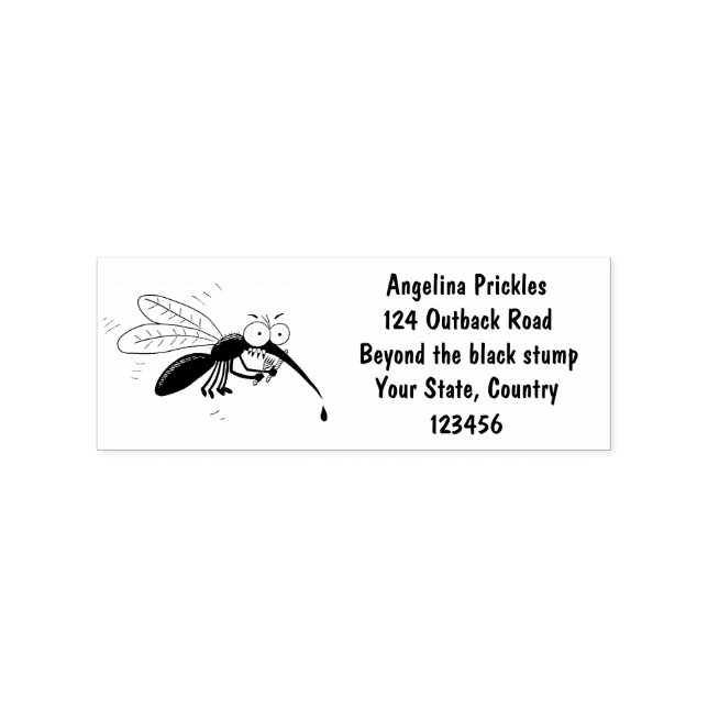 Funny mosquito insect cartoon illustration rubber stamp (Imprint)