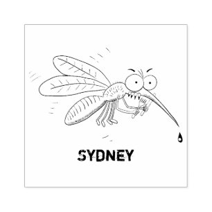 Funny mosquito insect cartoon illustration rubber stamp