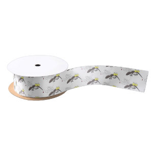 Funny mosquito insect cartoon illustration satin ribbon