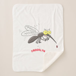 Funny mosquito insect cartoon illustration sherpa blanket