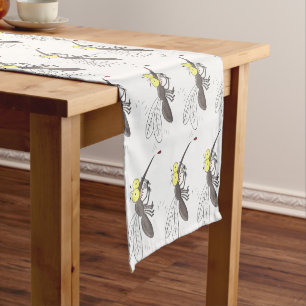 Funny mosquito insect cartoon illustration short table runner