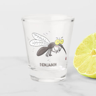 Funny mosquito insect cartoon illustration shot glass
