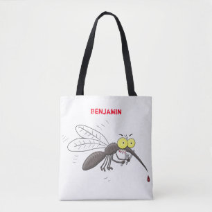 Funny mosquito insect cartoon illustration tote bag