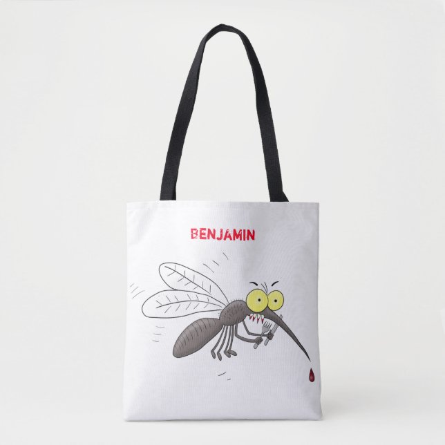 Funny mosquito insect cartoon illustration tote bag (Front)