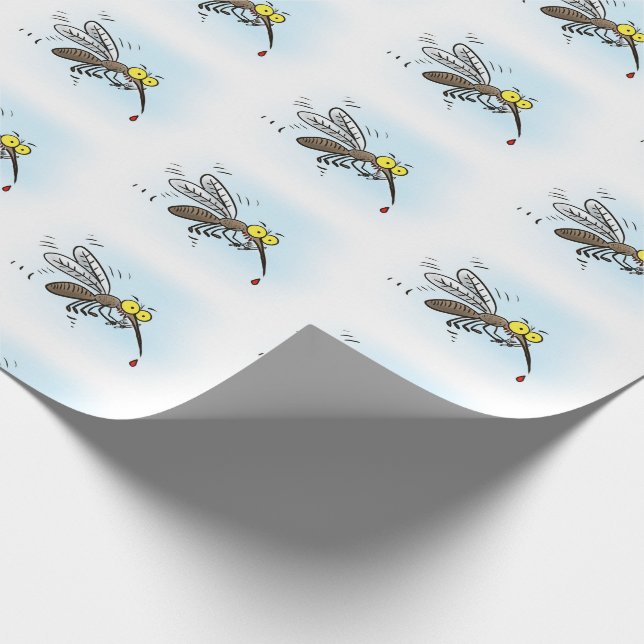 Funny mosquito insect cartoon illustration wrapping paper (Corner)
