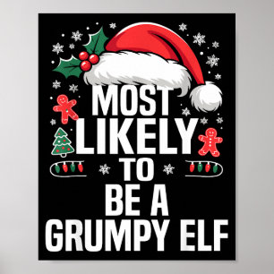 Funny Most Likely To Christmas Family Pajama Match Poster