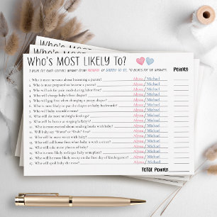 Funny Most Likely To Couples Baby Shower Game Card