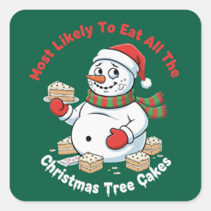 Funny Most Likely To Eat All The Christmas Tree Square Sticker