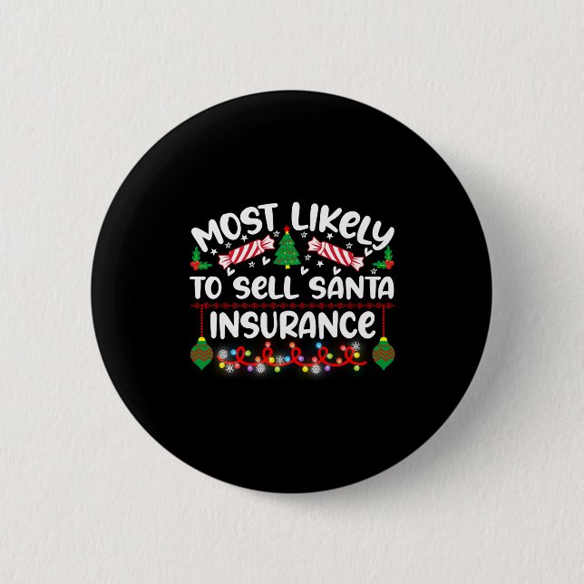 Funny Most Likely To Sell Santa Insurance  6 Cm Round Badge (Front)
