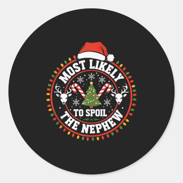 Funny Most Likely To Sil The Grandson Christmas Pa Classic Round Sticker (Front)