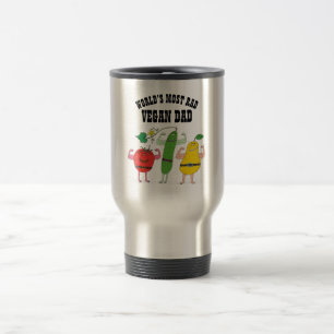 Funny Most RAD VEGAN DAD Vegetables Flexing Muscle Travel Mug