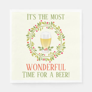 Funny Most Wonderful Time For A Beer Christmas Napkin