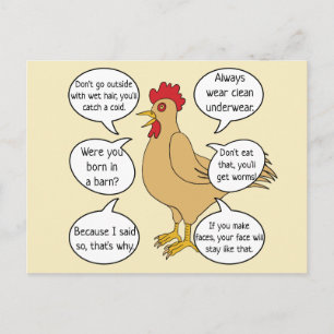 Funny Mother Hen Advice Mother's Day Postcard
