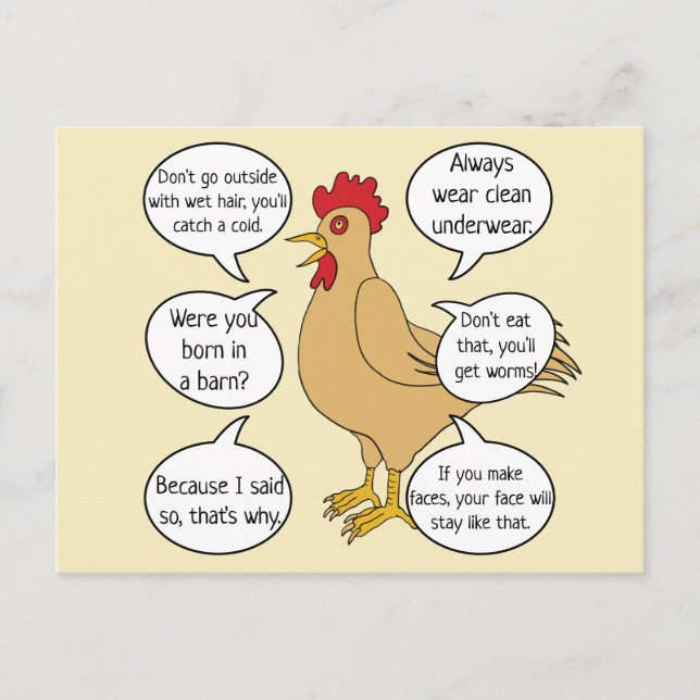 Funny Mother Hen Advice Mother's Day Postcard (Front)