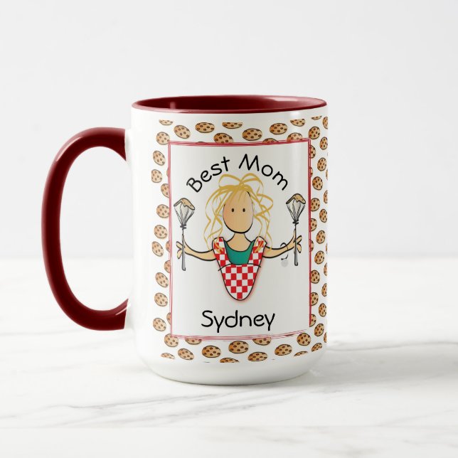 Funny Mother Mum Cartoon Cooking Cookie Coffee Mug (Left)