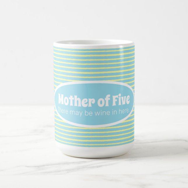Funny Mother of Big Family Pastel Stripe Custom Coffee Mug (Center)