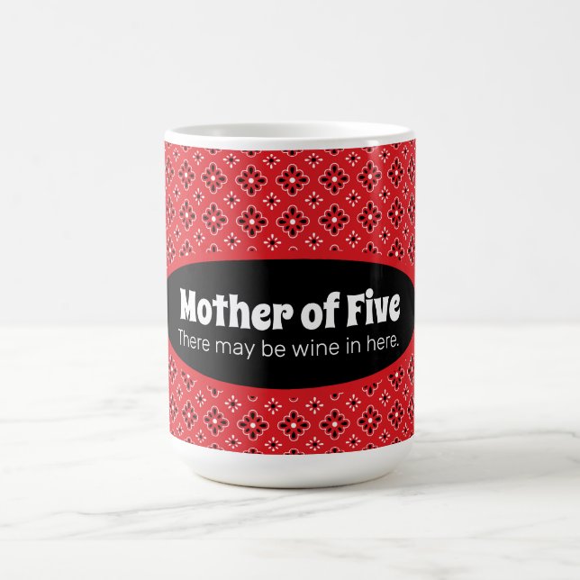 Funny Mother of Big Family Red Bandanna Custom Coffee Mug (Center)