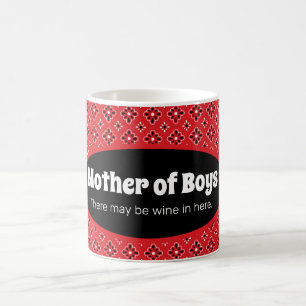 Funny Mother of Boys Red Bandanna Coffee Mug