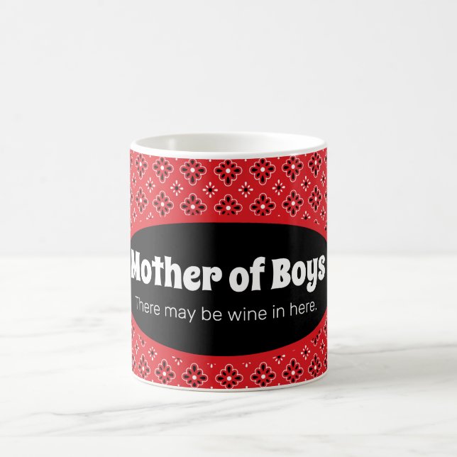 Funny Mother of Boys Red Bandanna Coffee Mug (Center)