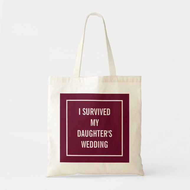 Funny Mother of the Bride Quote | Red Merlot Tote Bag (Front)