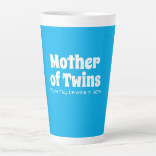 Funny Mother of Twins Bright Blue Latte Mug