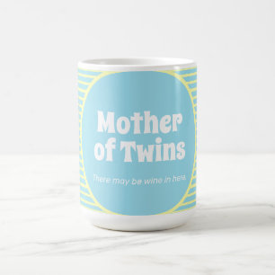 Funny Mother of Twins Pastel Stripes Coffee Mug