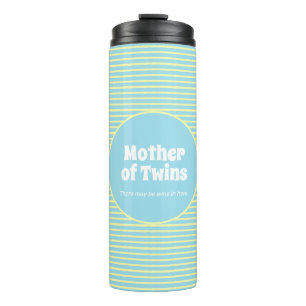 Funny Mother of Twins Pastel Stripes  Thermal Tumbler