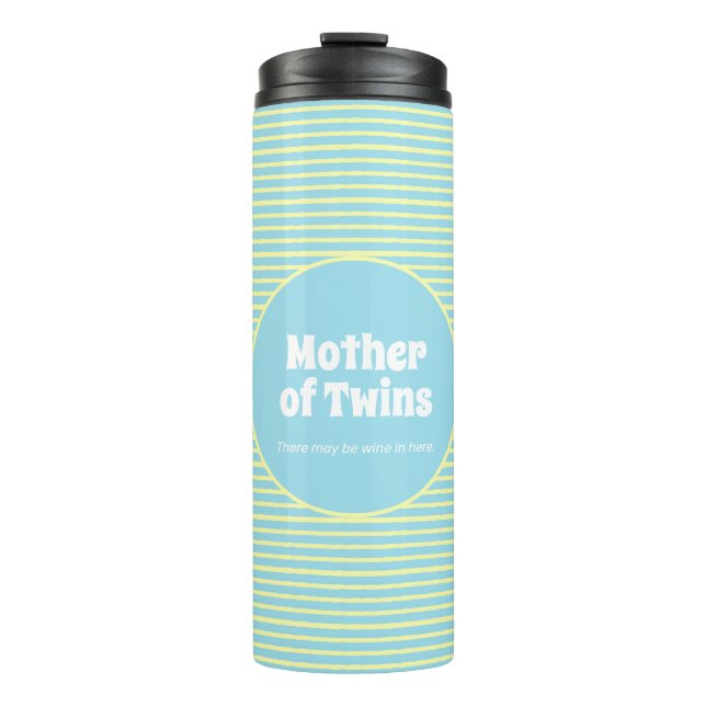 Funny Mother of Twins Pastel Stripes  Thermal Tumbler (Front)