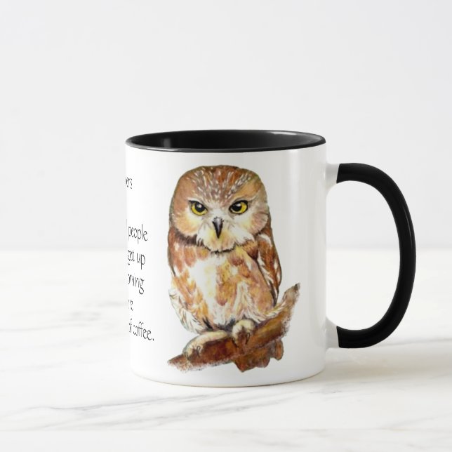 Funny Mother Up Before Coffee Quote, Owl Mug (Right)