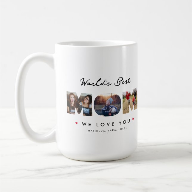 Funny Mother's Day 3 Photo Collage Funy Letter Coffee Mug (Left)