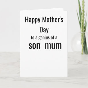 Funny Mother's Day   A Genius of a Mum Card