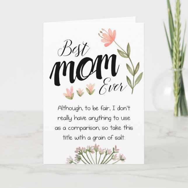 funny mothers day card best mum ever floral (Front)