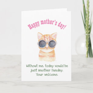 Funny Mother's day Card Funny Cat Card for Mum
