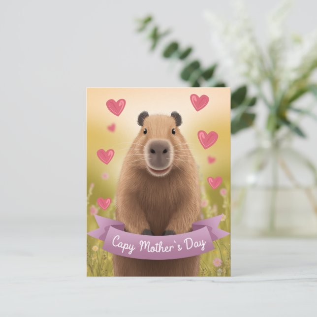 Funny Mother's Day card Mum Cute Capybara Gift (Standing Front)