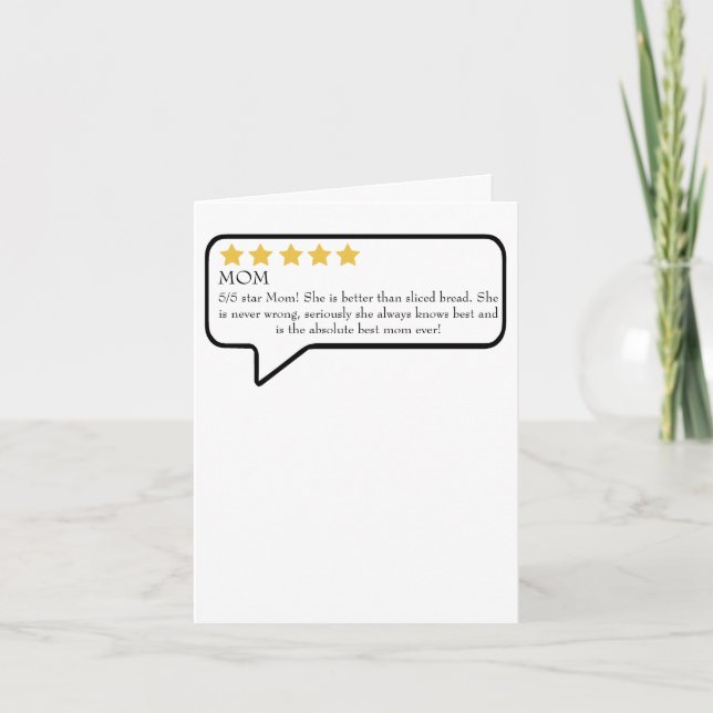 Funny Mothers Day Card, Mum Review Card (Front)