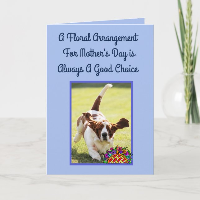 Funny Mother's Day Card w/Cute Basset Hound (Front)