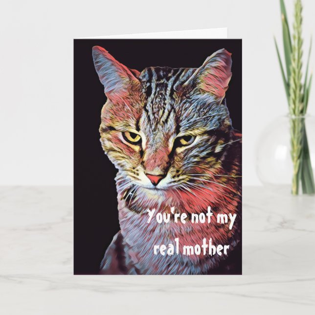 Funny Mother's Day Judgemental Cat  Card (Front)