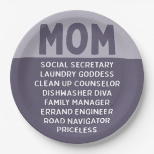 Funny Mothers Day Life Of Mum Paper Plate