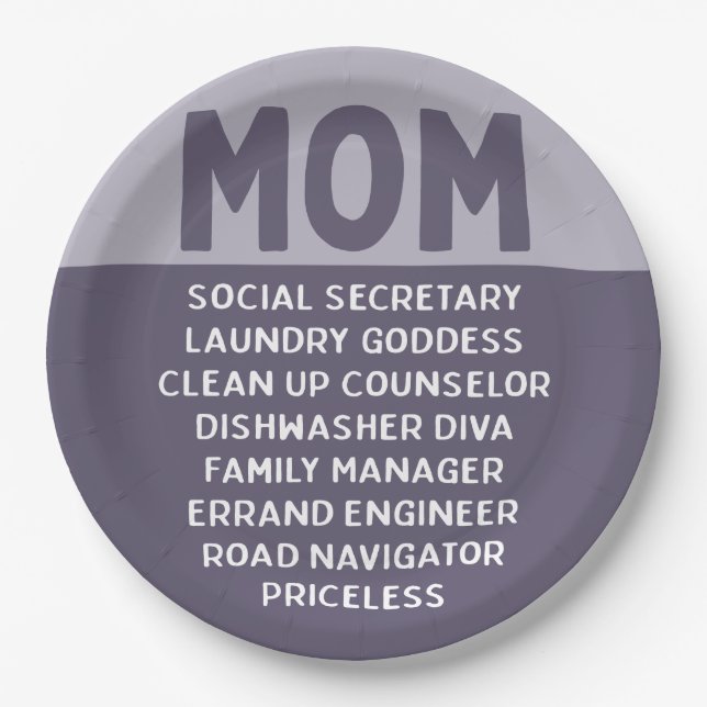 Funny Mothers Day Life Of Mum Paper Plate (Front)