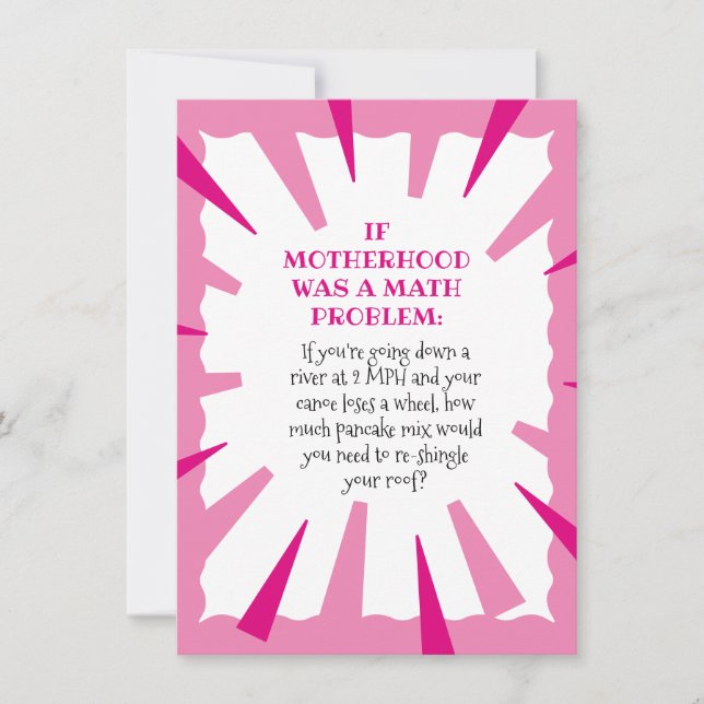 Funny Mother's Day Math Problem Card (Front)