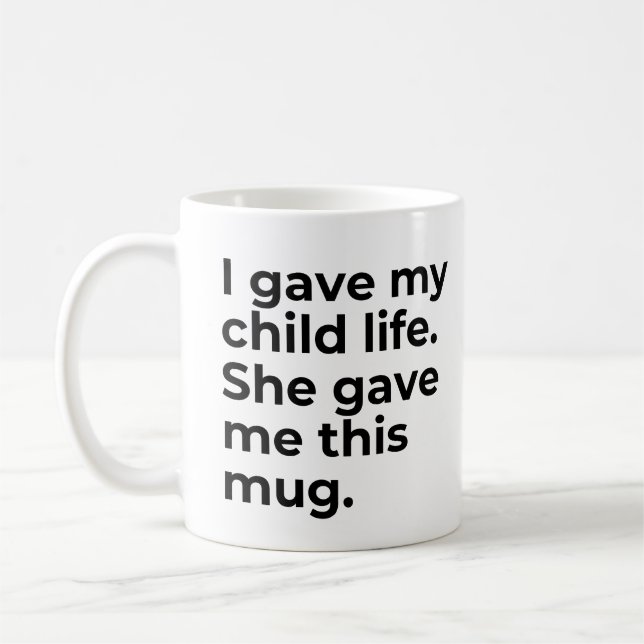 Funny Mothers Day Mug GiftMom I Gave My Child Life (Left)